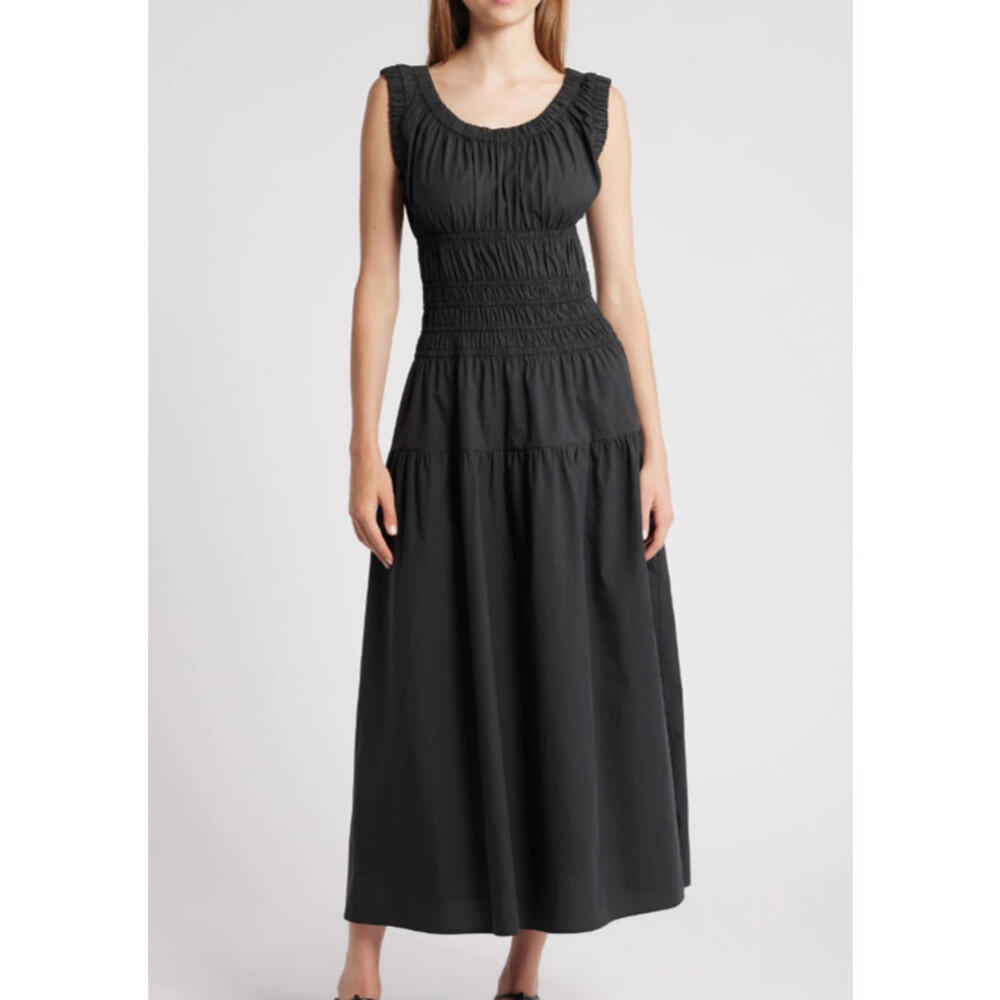 NEW, Rails Anastasia Shirred Sleeveless Maxi Dress in Black Size M #MD842